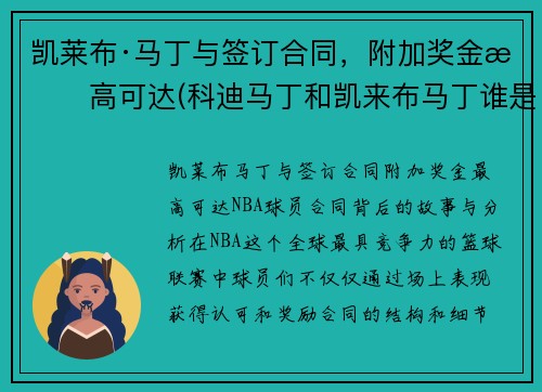 凯莱布·马丁与签订合同，附加奖金最高可达(科迪马丁和凯来布马丁谁是哥哥)